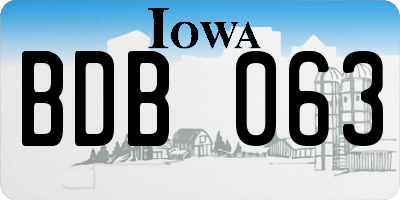 IA license plate BDB063