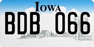 IA license plate BDB066