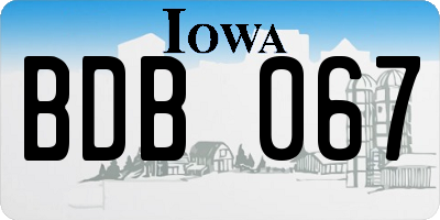 IA license plate BDB067