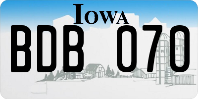 IA license plate BDB070