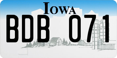 IA license plate BDB071