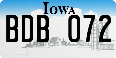 IA license plate BDB072