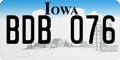 IA license plate BDB076
