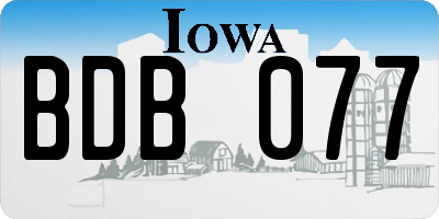 IA license plate BDB077