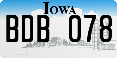 IA license plate BDB078