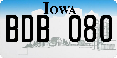IA license plate BDB080