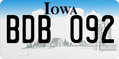 IA license plate BDB092
