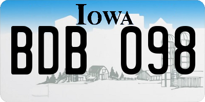 IA license plate BDB098