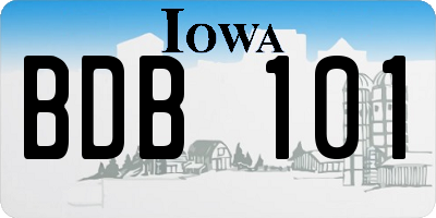 IA license plate BDB101