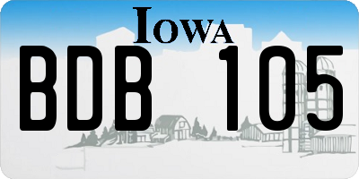 IA license plate BDB105