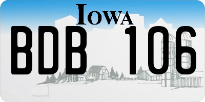 IA license plate BDB106