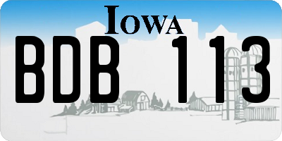 IA license plate BDB113