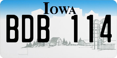 IA license plate BDB114
