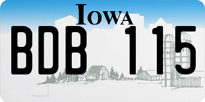 IA license plate BDB115