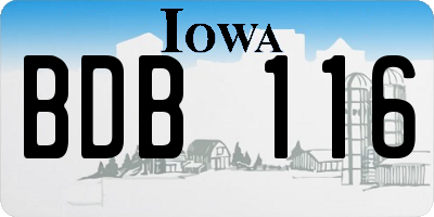 IA license plate BDB116