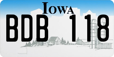 IA license plate BDB118