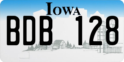 IA license plate BDB128