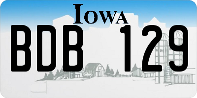 IA license plate BDB129