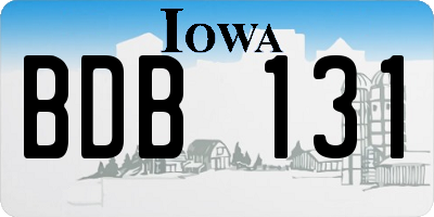 IA license plate BDB131