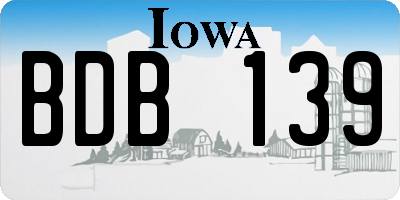 IA license plate BDB139