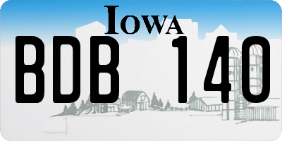 IA license plate BDB140