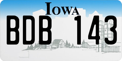 IA license plate BDB143
