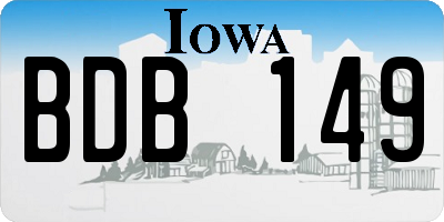 IA license plate BDB149