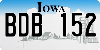 IA license plate BDB152