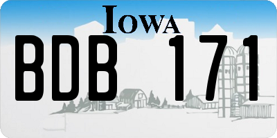 IA license plate BDB171