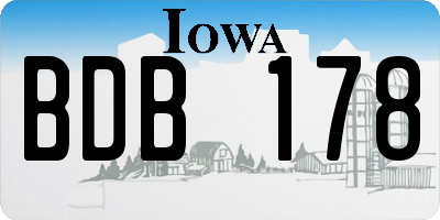 IA license plate BDB178