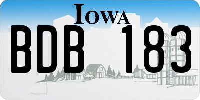 IA license plate BDB183
