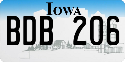 IA license plate BDB206