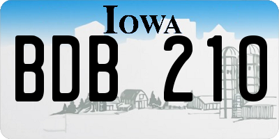 IA license plate BDB210