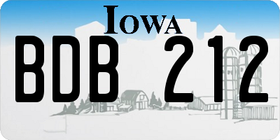 IA license plate BDB212