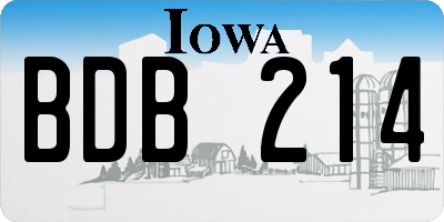 IA license plate BDB214