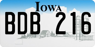 IA license plate BDB216