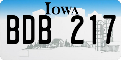 IA license plate BDB217