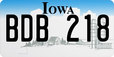 IA license plate BDB218