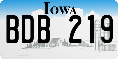 IA license plate BDB219