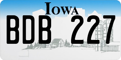 IA license plate BDB227