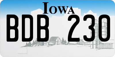 IA license plate BDB230