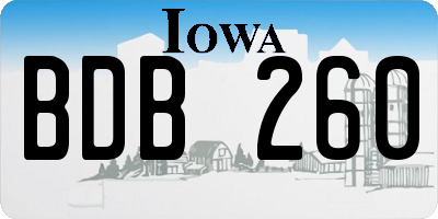IA license plate BDB260