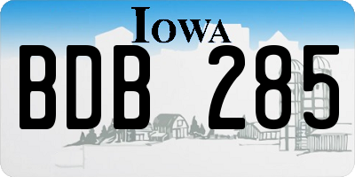 IA license plate BDB285