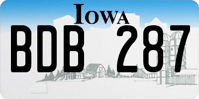IA license plate BDB287