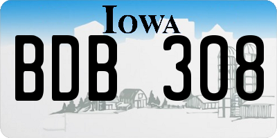 IA license plate BDB308