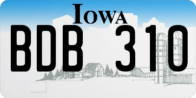 IA license plate BDB310