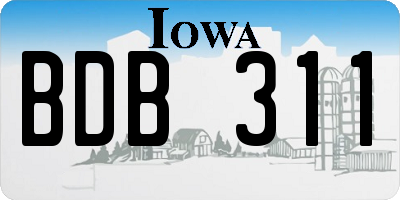IA license plate BDB311