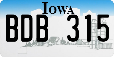 IA license plate BDB315