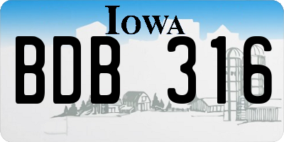IA license plate BDB316