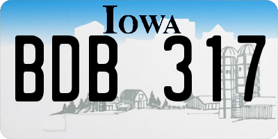 IA license plate BDB317